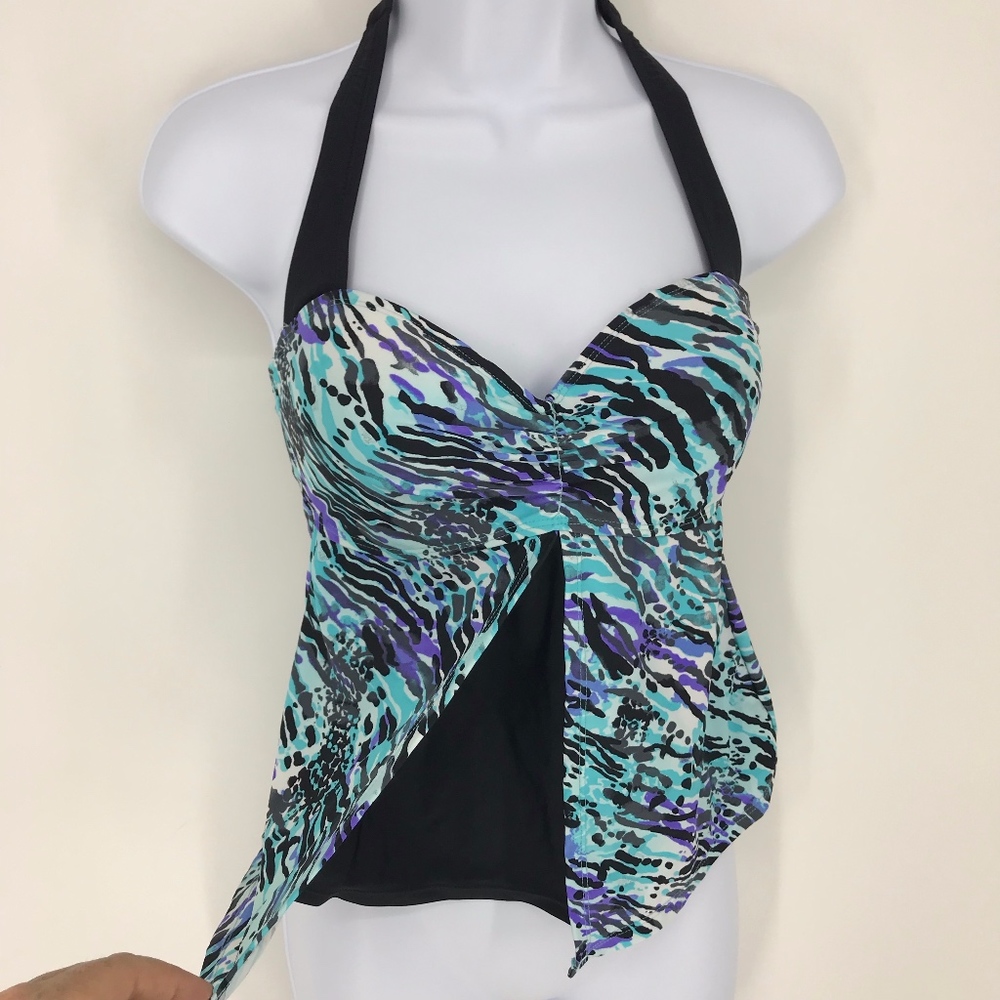 Black and Blue Animal Print Fly Away Tankini